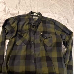DIXXON Men's Olive and Black Checkered Shirt